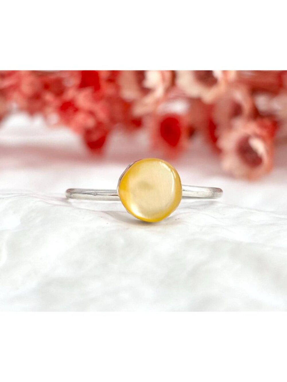 Zuni Angie Rosetta Yellow Citrine Delicate Sterling Silver 925 Vintage Ring